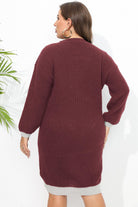 Beige Plus Size Long Sleeve Sweater Dress Clothing