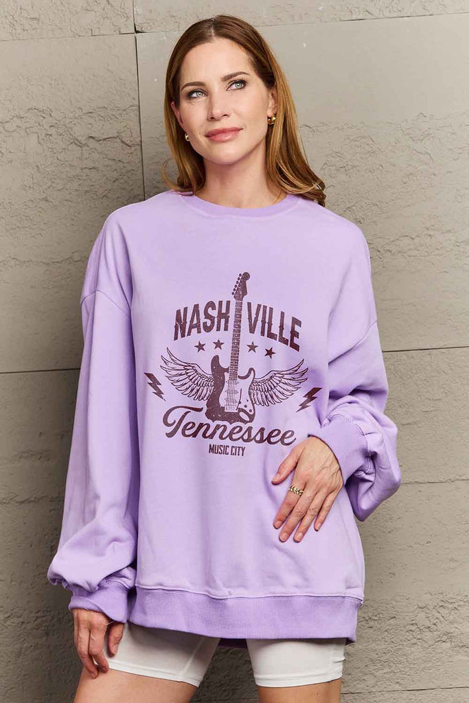 Gray Simply Love Simply Love Full Size NASHVILLE TENNESSEE MUSIC CITY Graphic Sweatshirt Sweatshirts