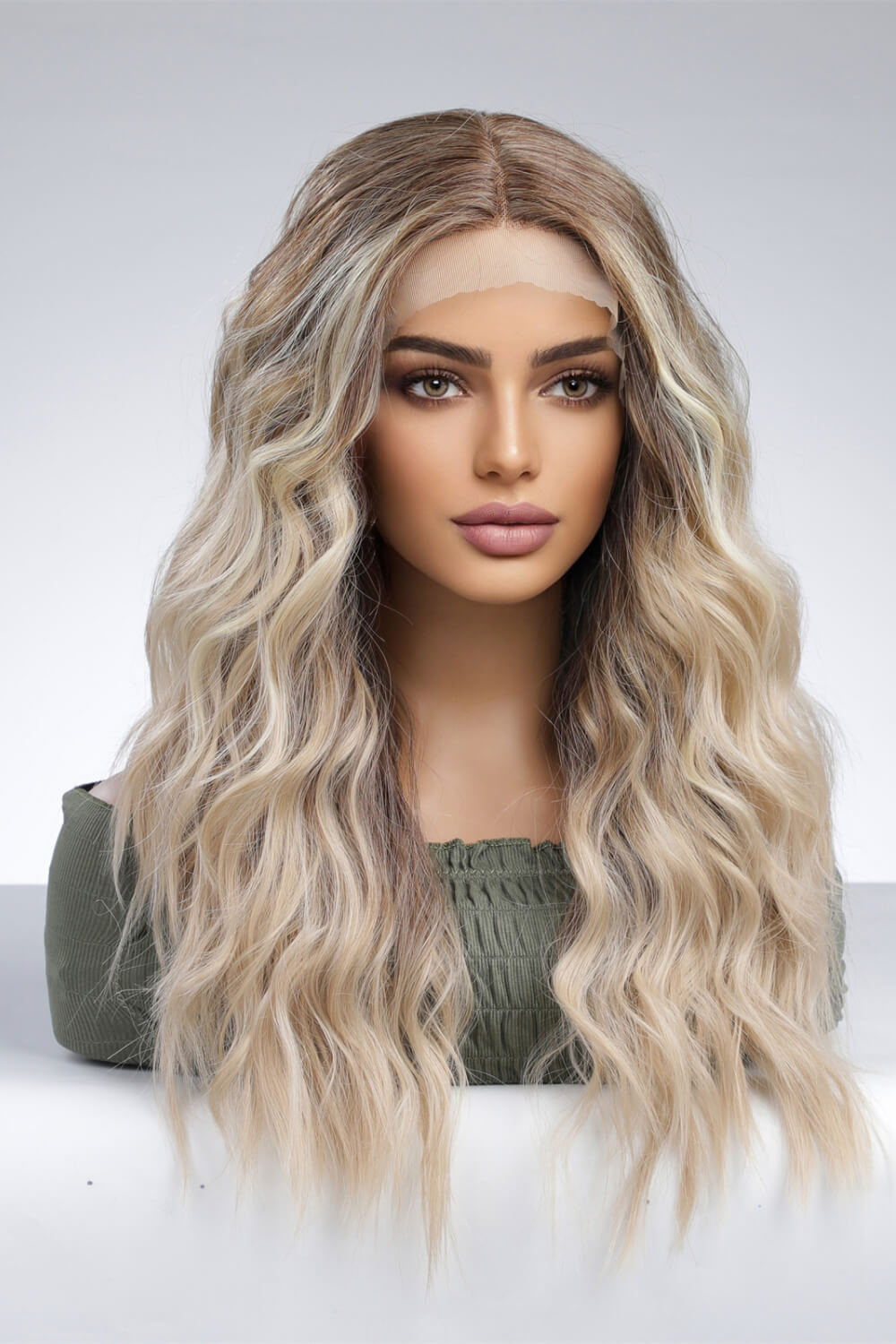 Gray Maya 13*2" Lace Front Wigs Synthetic Long Wave 24'' 150% Density Hair