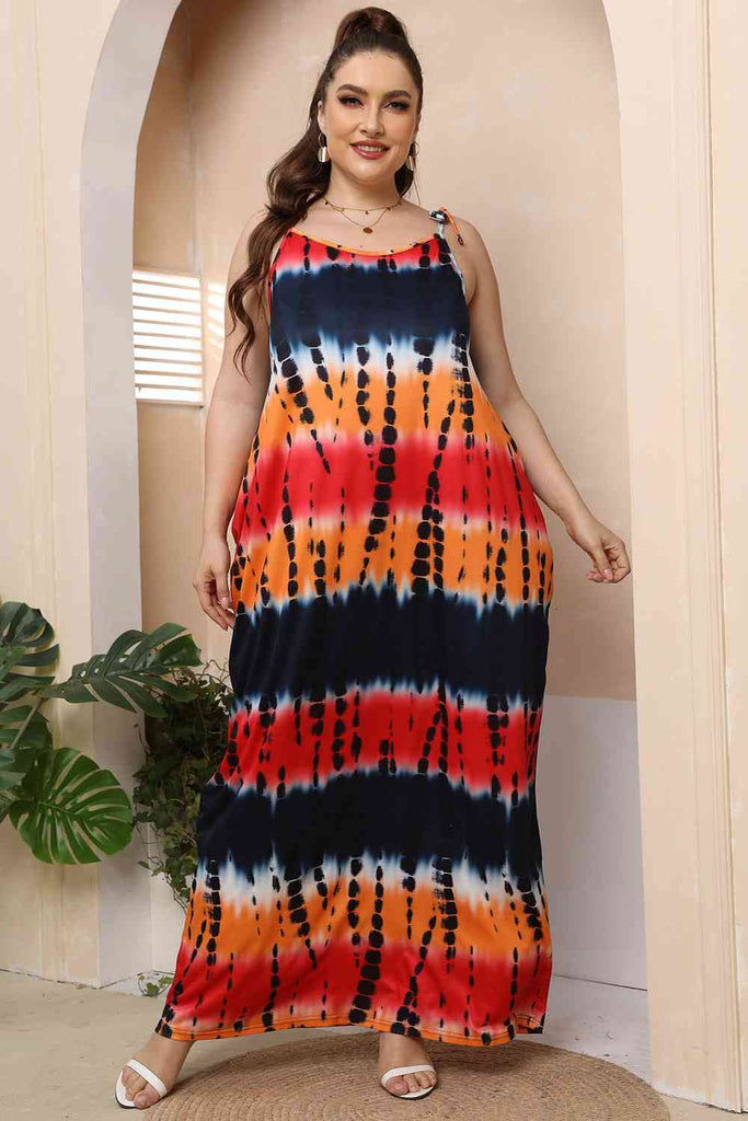 Gray Plus Size Tie-Shoulder Maxi Dress Plus Size Clothes