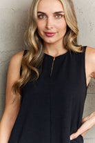 Black Ninexis First Glance Sleeveless Neckline Slit Top Clothing