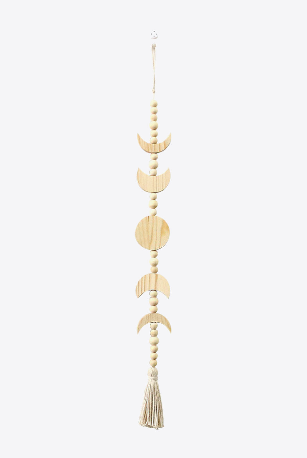 White Smoke Moon Phases Wooden Tassel Wall Hanging Home