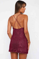 Lavender Center Of Attention Cowl Neck Contrast Sequin Sleeveless Mini Dress Mini Dress