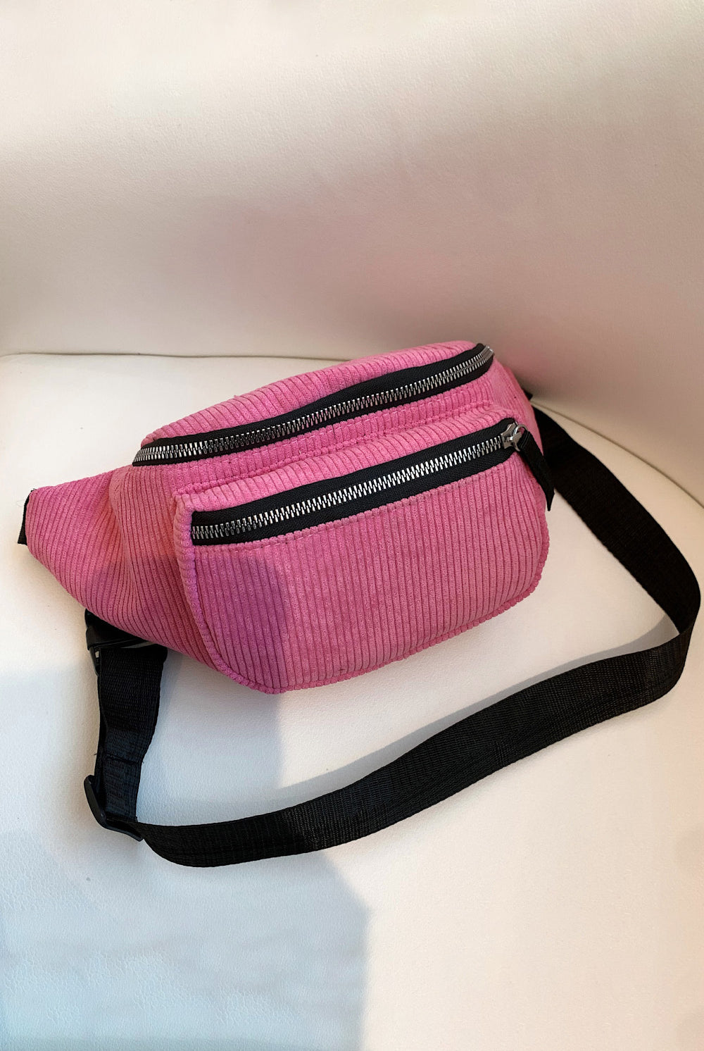 Gray Corduroy Sling Bag Handbags