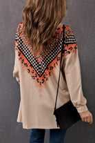 Dim Gray Double Take Leopard Plaid Open Front Longline Cardigan with Pockets