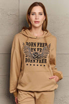 Rosy Brown Simply Love Simply Love Full Size BORN FREE Graphic Hoodie Sweatshirts