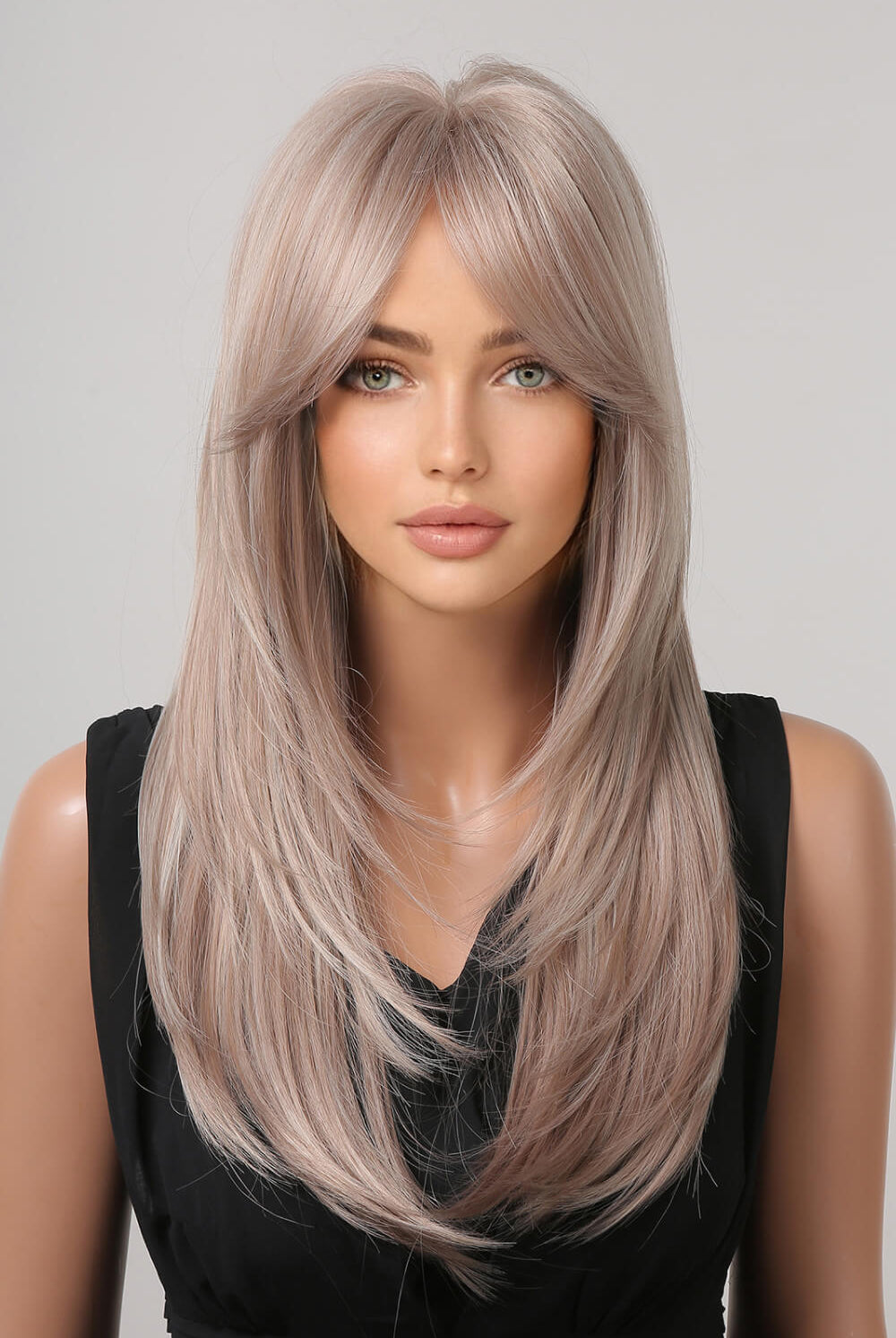 Dark Gray Look Alive 13*1" Full-Machine Wigs Synthetic Long Straight 22" Wigs