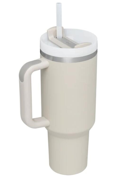 Gray Stainless Steel Tumbler with Upgraded Handle and Straw Cups