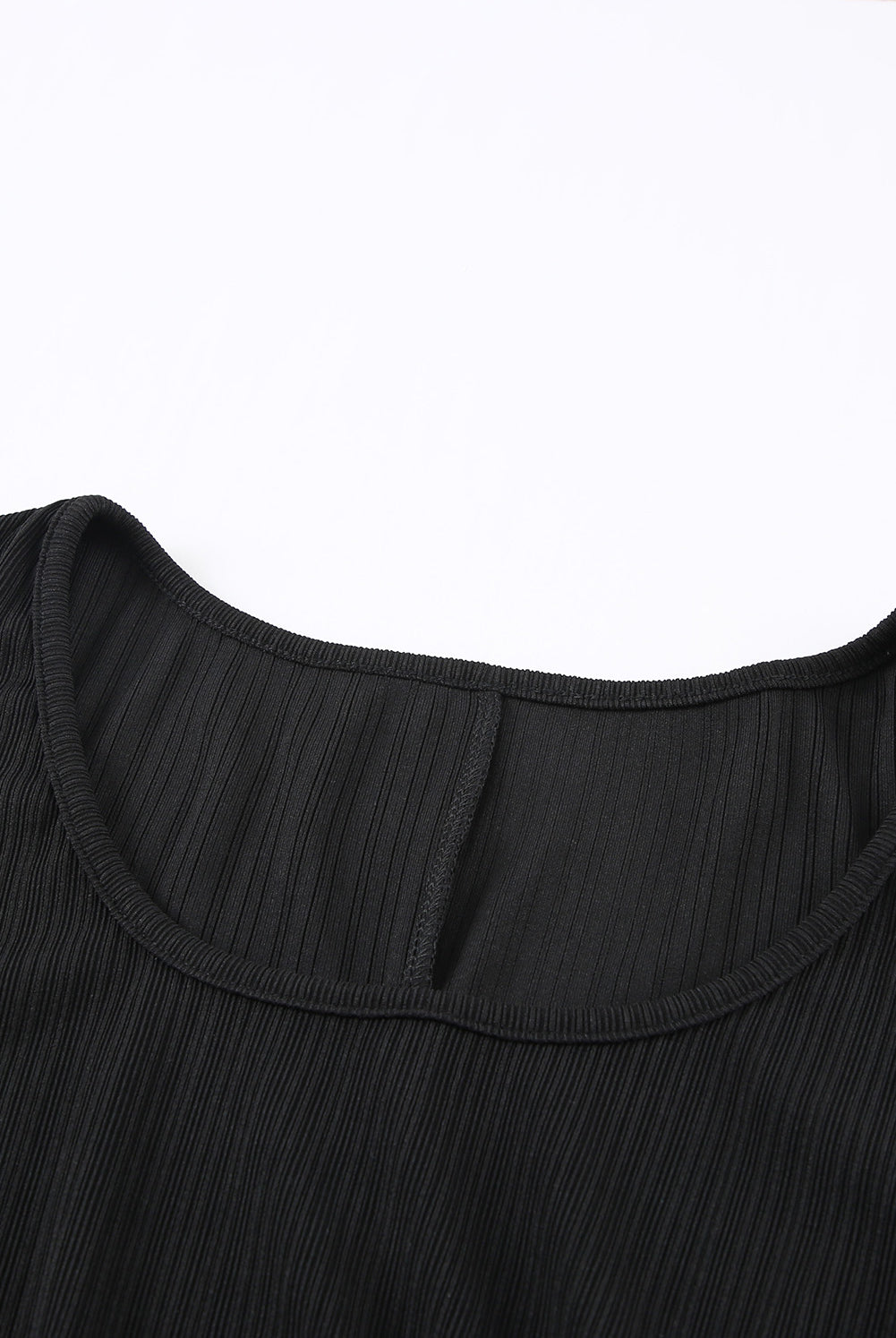 Black Spooktacular Crisscross Cutout Scoop Neck Slit Midi Dress Dresses
