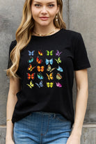 Dark Slate Gray Simply Love Full Size Butterfly Graphic Cotton Tee Tops