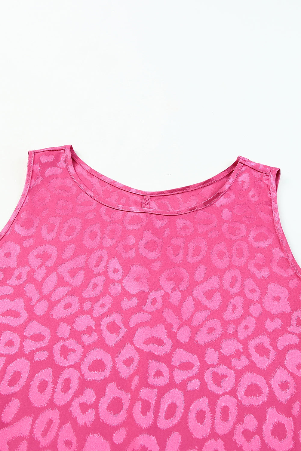 Hot Pink Sweet Days Leopard Round Neck Tank Clothes