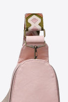 Misty Rose Random Pattern Adjustable Strap PU Leather Sling Bag Handbags