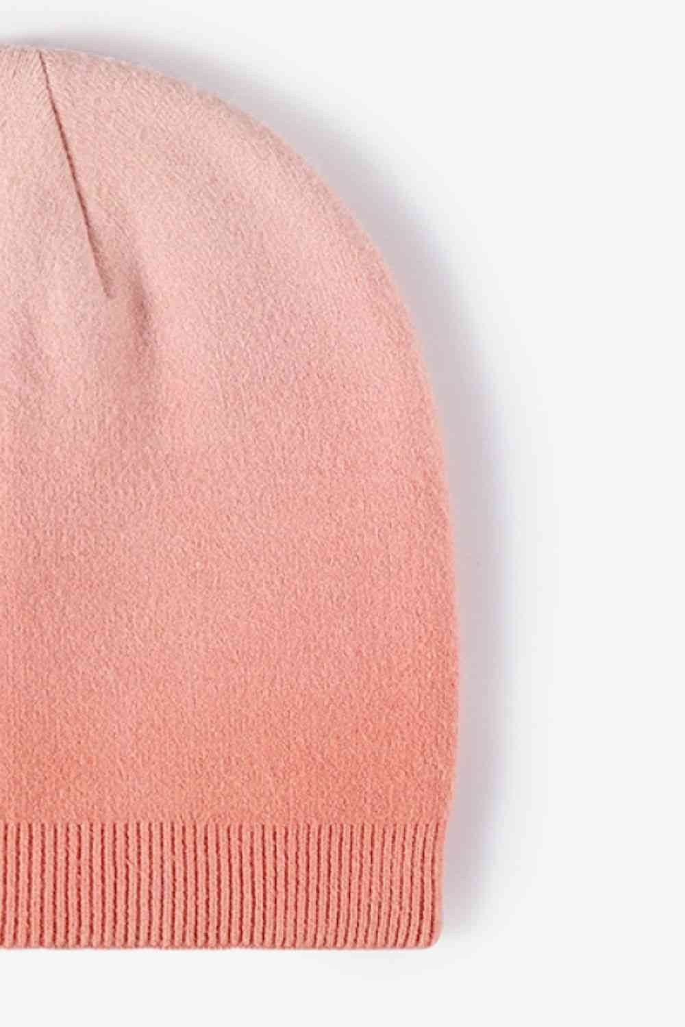 Pink Gradient Knit Beanie Winter Accessories