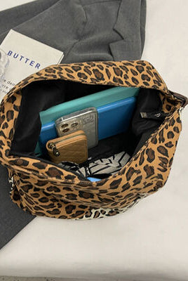 Light Gray Leopard Contrast Adjustable Strap Shoulder Bag Trends