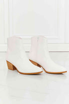 Beige MMShoes Watertower Town Faux Leather Western Ankle Boots in White Shoes