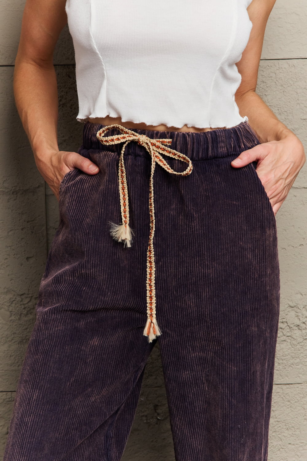 Gray Leap Of Faith Corduroy Straight Fit Pants in Midnight Navy Pants