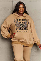 Rosy Brown Simply Love Simply Love Full Size BORN FREE Graphic Hoodie Sweatshirts