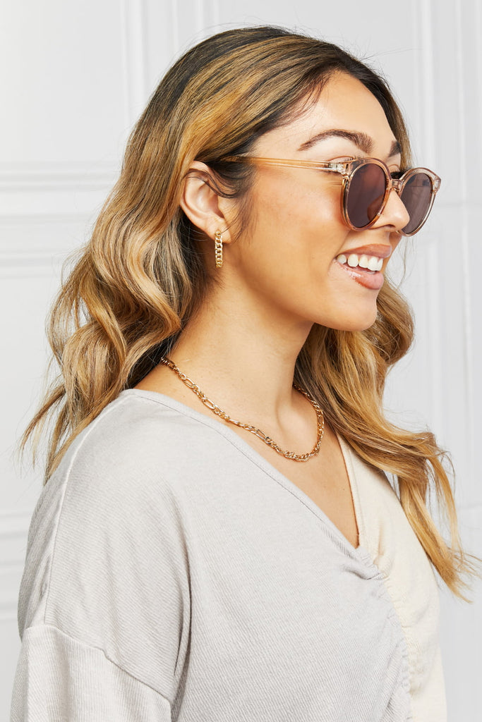 Light Gray Round Full Rim Polycarbonate Frame Sunglasses Accessories
