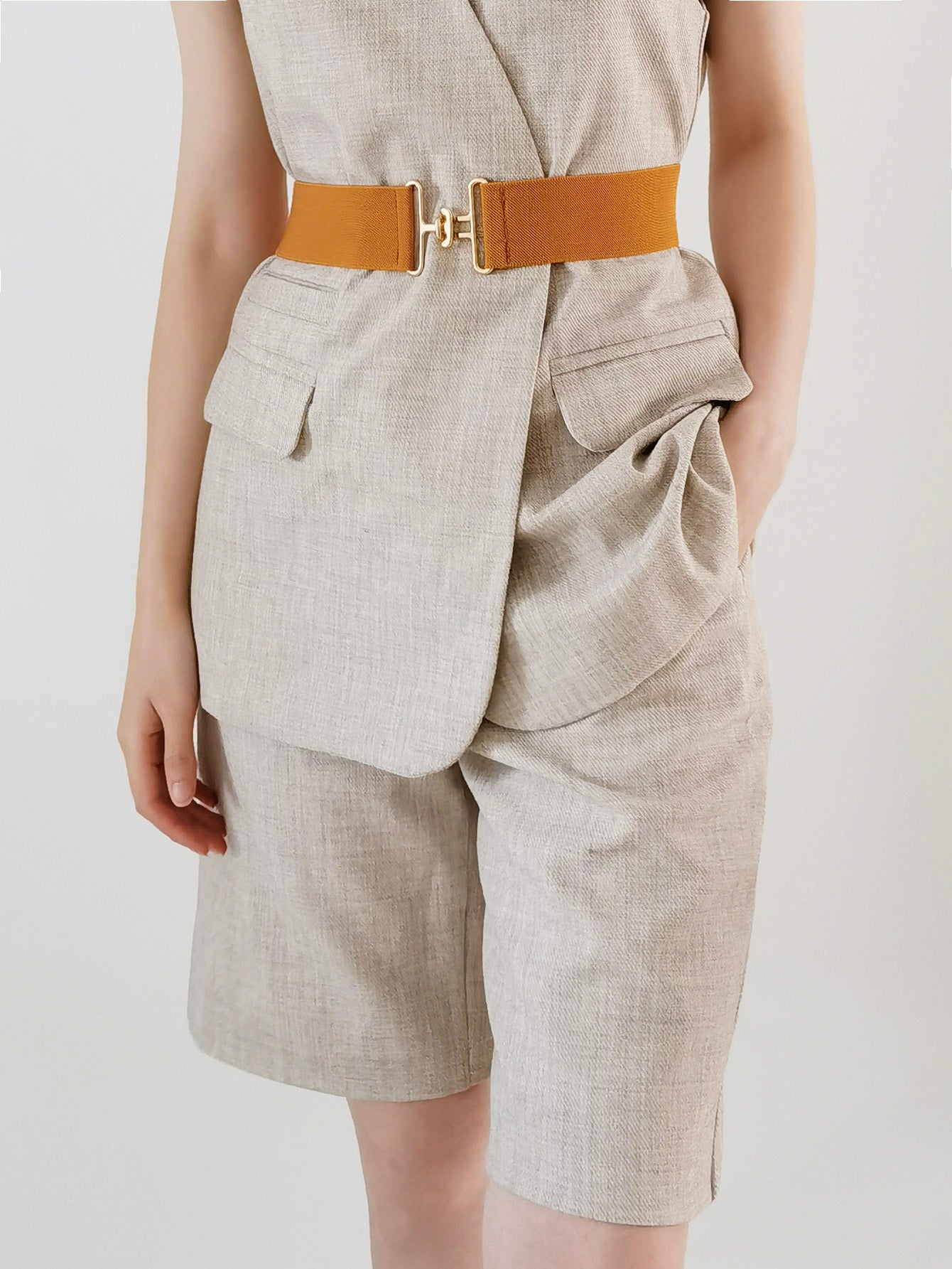 Gray Timeless Classic Elastic Wide Belt Belts