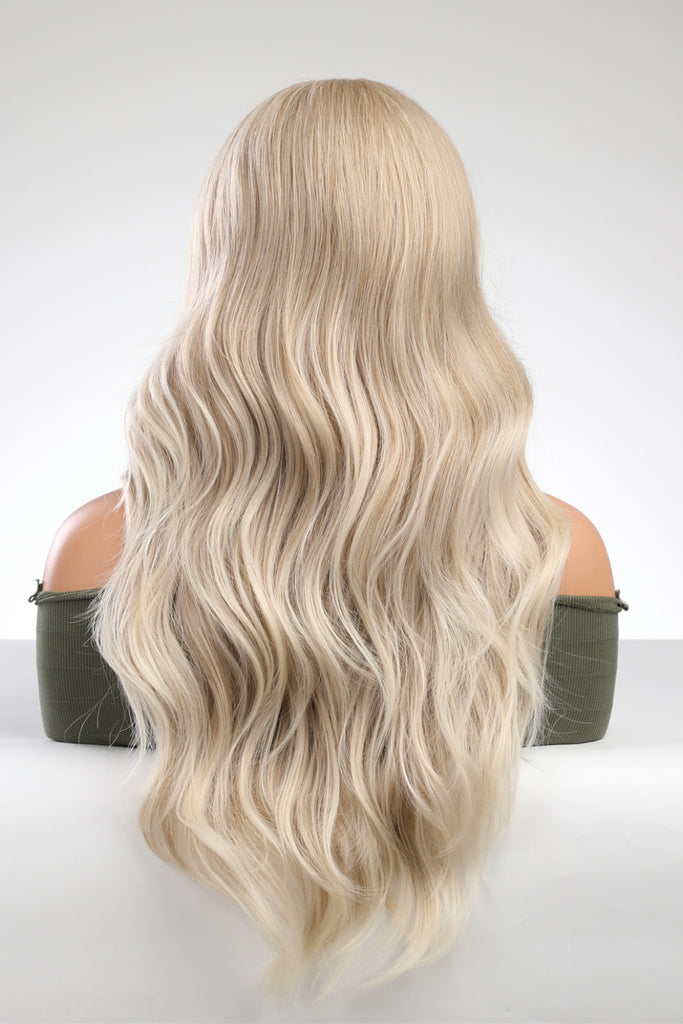 Light Gray Golden 13*2" Lace Front Wigs Synthetic Long Wave 25" 150% Density- Blonde Wigs