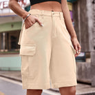 Gray Denim Cargo Shorts with Pockets Denim