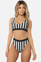 Antique White Do It Better Striped Bikini Set Swimwear