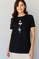 Black Simply Love Full Size Astronaut Graphic Cotton T-Shirt Graphic Tees