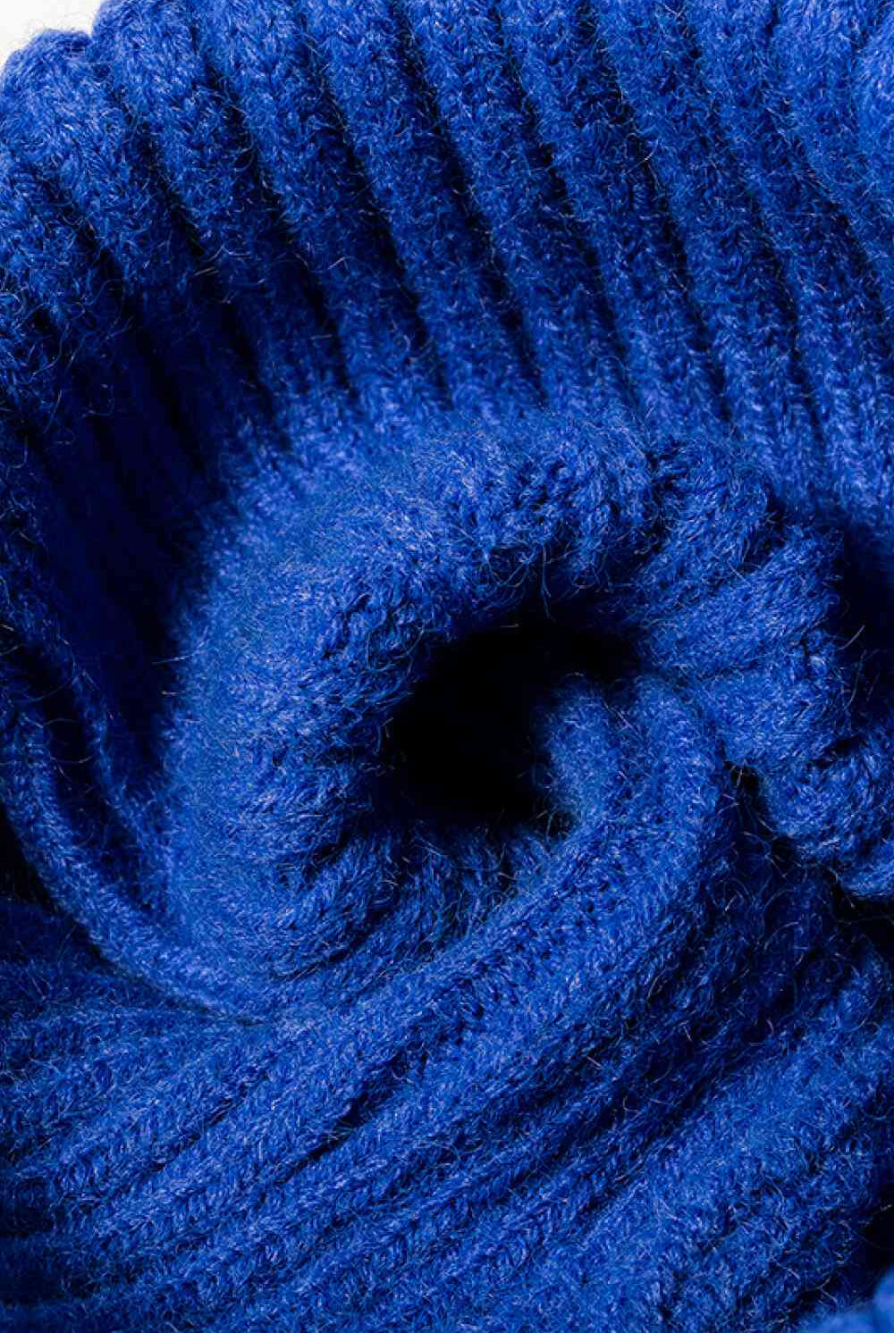 Midnight Blue Rib-Knit Cuff Beanie Winter Accessories