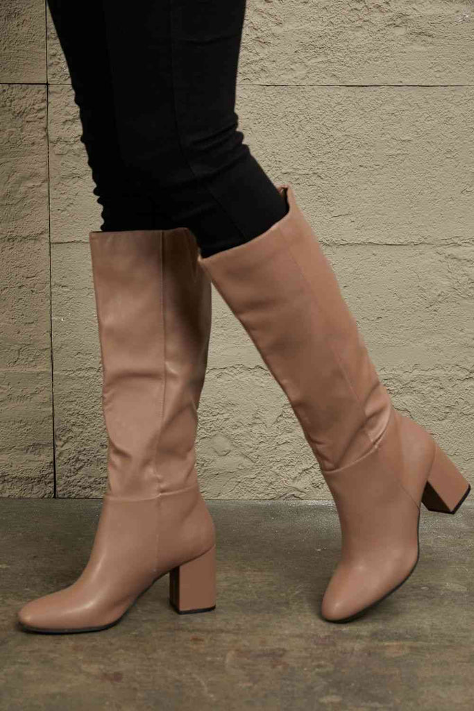 Dim Gray Happening Now Block Heel Knee High Boots Boots