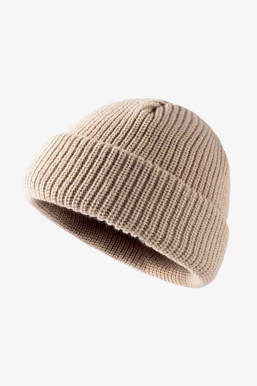 Beige Calling For Winter Rib-Knit Beanie Winter Accessories