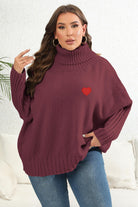 Beige Plus Size Turtle Neck Long Sleeve Sweater Clothing