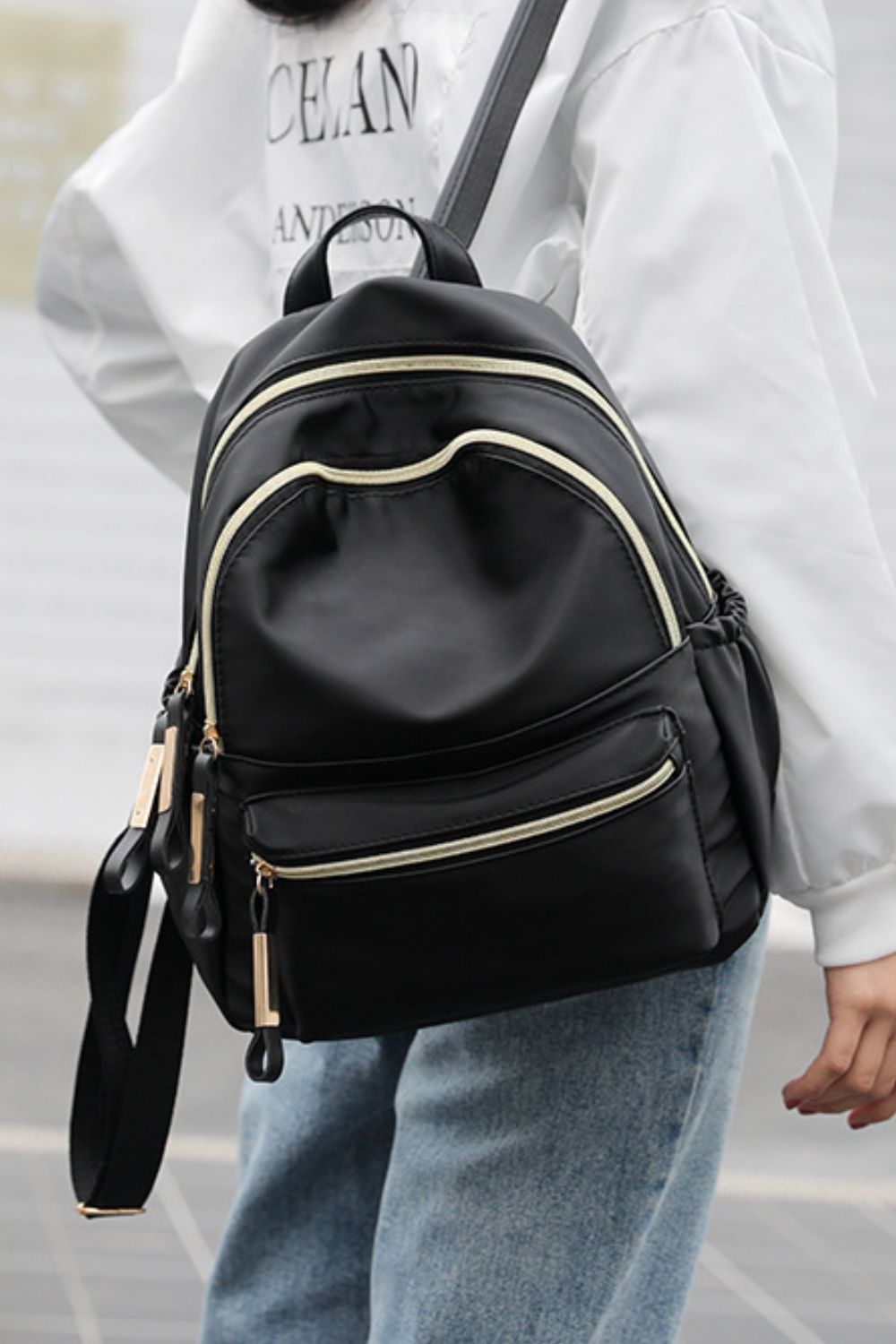 Dark Slate Gray Adored Oxford Cloth Backpack Handbags