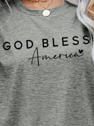Light Slate Gray GOD BLESS AMERICA Graphic Short Sleeve Tee Tops