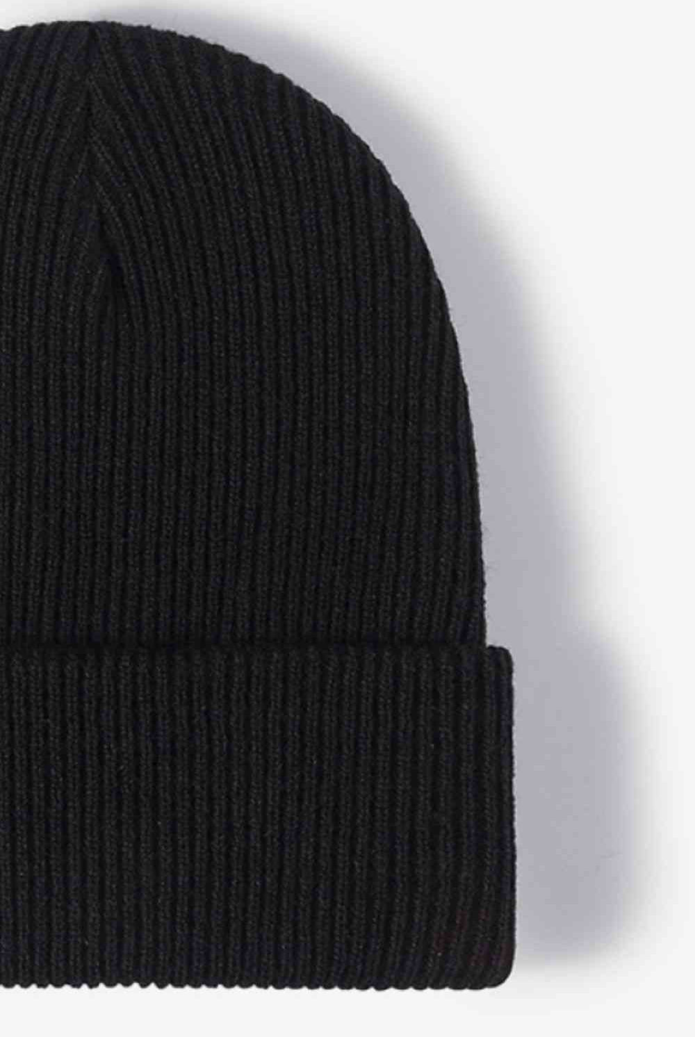 Black Warm Winter Knit Beanie Winter Accessories