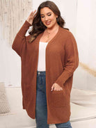 Light Gray Plus Size Open Front Cardigan With Pockets Plus Size Clothes