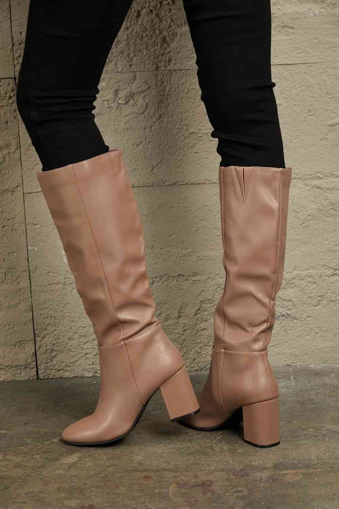 Dim Gray Happening Now Block Heel Knee High Boots Boots