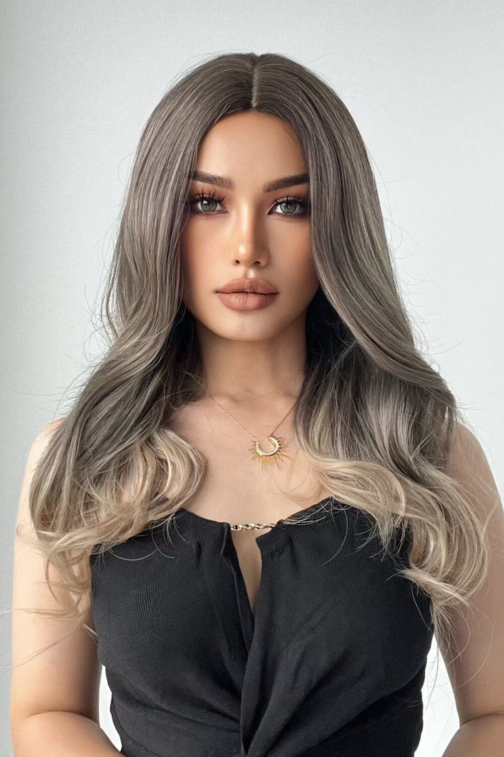 Gray Alexa 13*1" Full-Machine Wigs Synthetic Long Straight 24" Wigs