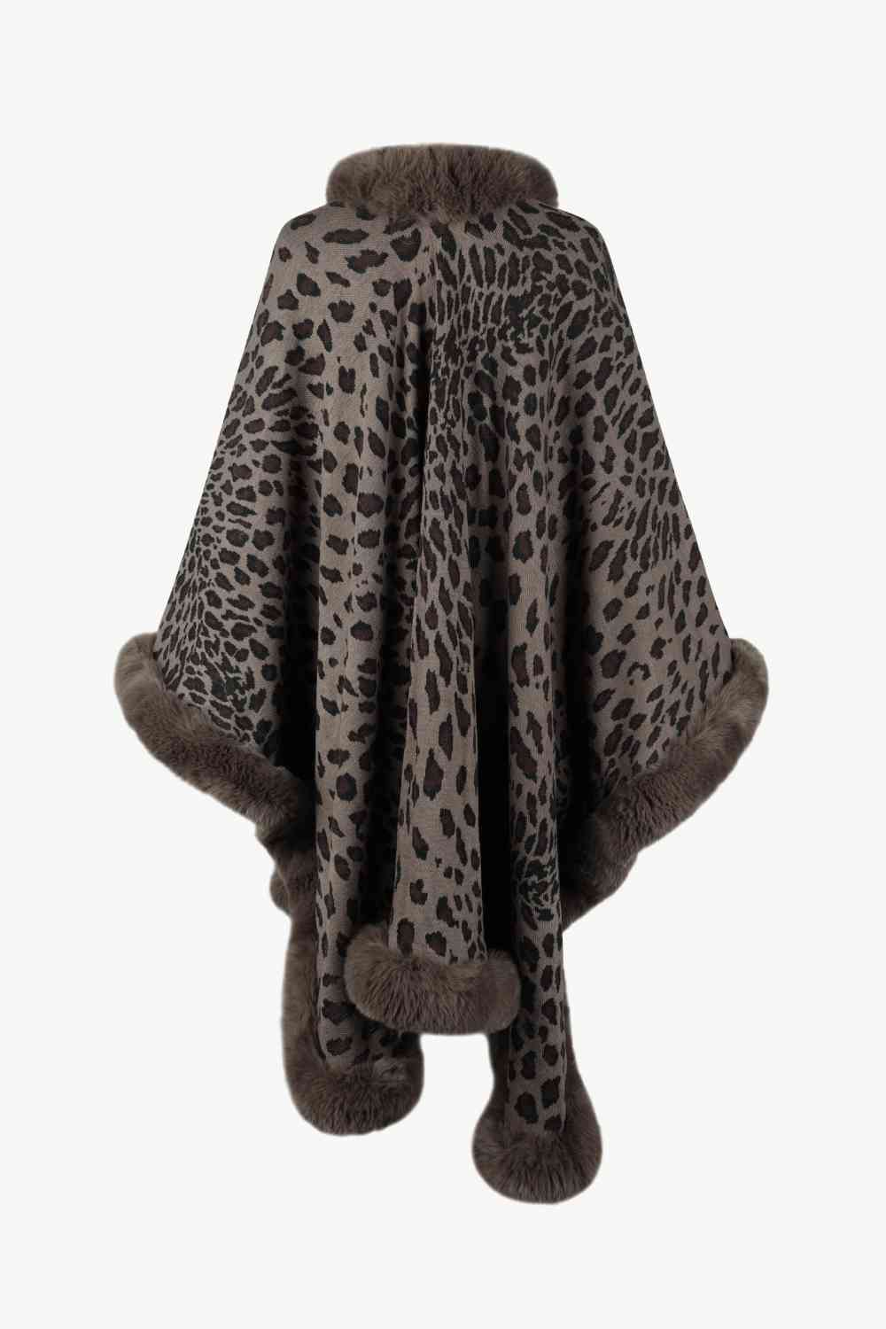 White Smoke Leopard Open Front Poncho Trends