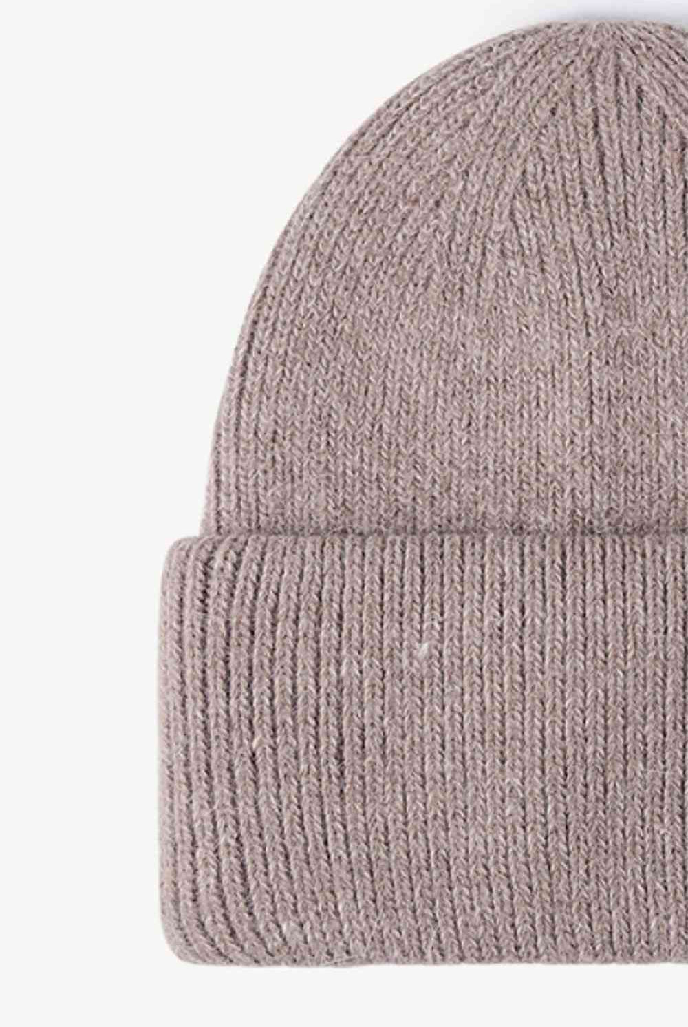 Light Gray M Rib-Knit Cuff Beanie Winter Accessories
