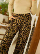 Dark Khaki Leopard Wide Leg Pants Trends