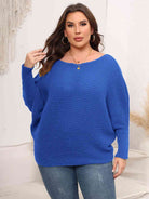 Light Gray Full Size Boat Neck Batwing Sleeve Sweater Plus Size Clothes
