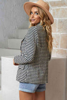 Dark Gray Houndstooth Double-Breasted Blazer Clothes