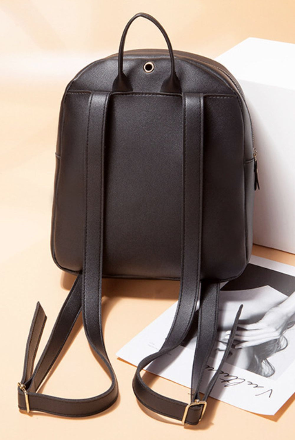 Dark Slate Gray Studded PU Leather Backpack Handbags