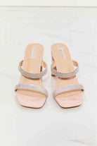 Antique White MMShoes Leave A Little Sparkle Rhinestone Block Heel Sandal in Pink Shoes