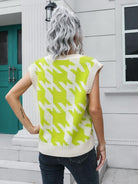 Gray Houndstooth V-Neck Sweater Vest Winter Accessories