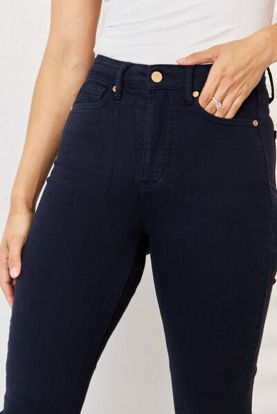 Black Judy Blue Full Size Garment Dyed Tummy Control Skinny Jeans Denim