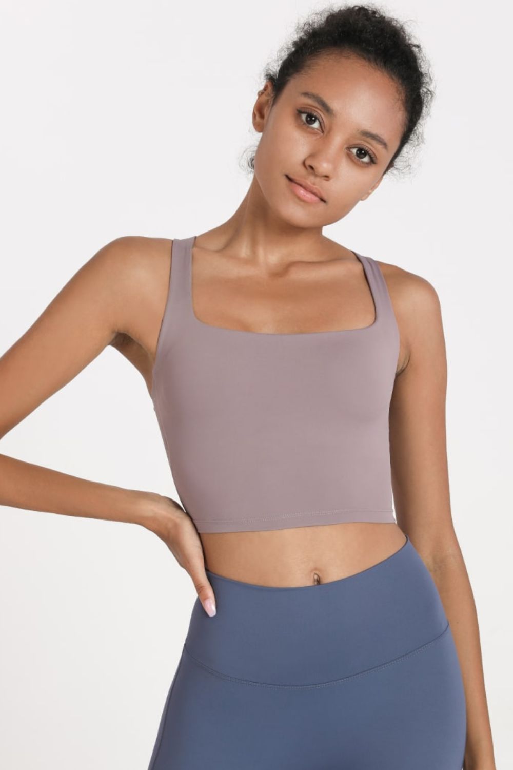 Lavender Never Miss Crisscross Open Back Cropped Sports Cami activewear