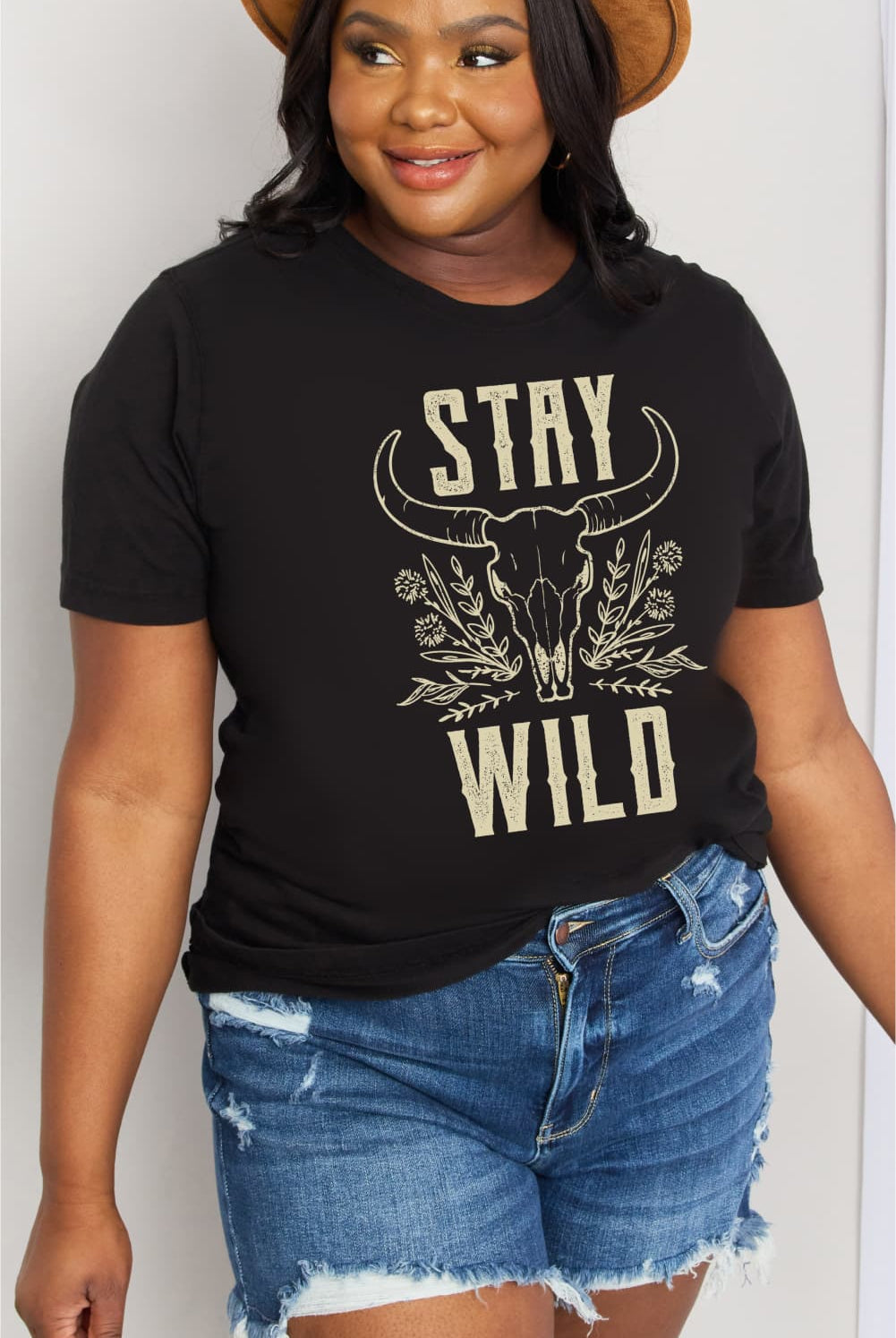 Gray Simply Love Full Size STAY WILD Graphic Cotton Tee Tops