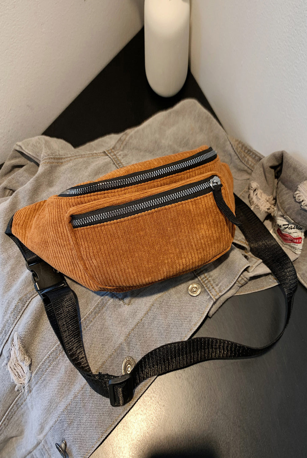 Rosy Brown Corduroy Sling Bag Handbags