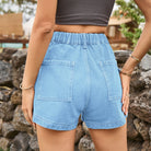 Rosy Brown High-Waist Denim Shorts with Pockets
